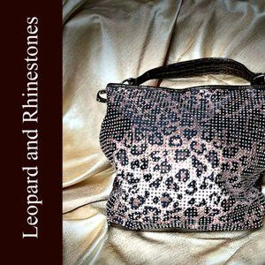 **EUC** Rhinestone Embellished Leopard Print Bag